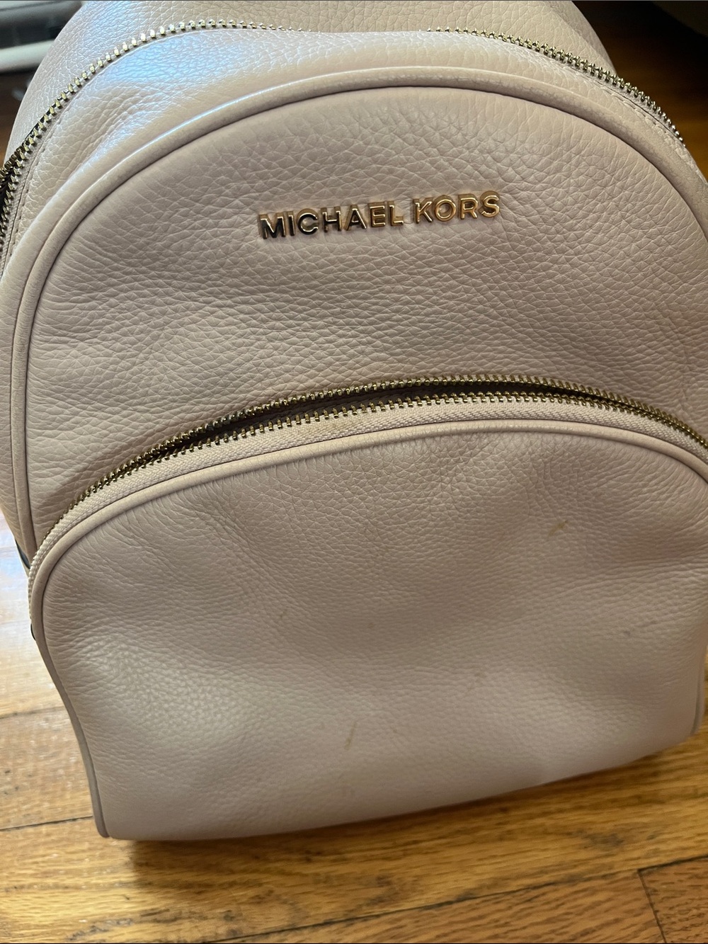 Michael Kors Light Pink Pebbled Leather Backpack with Gold Logo - Picture 2 of 11